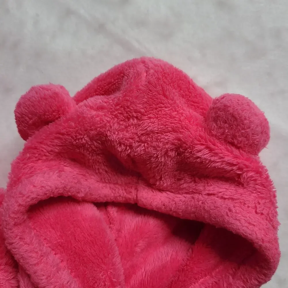 Carter's Hot Pink Fuzzy Hoodie Hooded Sweater Toddler Girls Size 18 Mo 2099